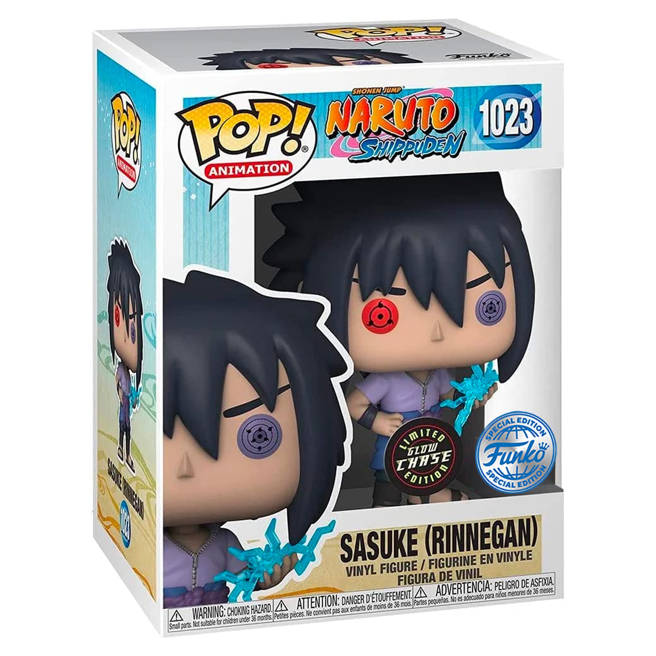 Funko Pop Naruto Shippuden Sasuke Uchiha Rinnegan con figura Chidori Chase (AAA Anime Exlcusive)