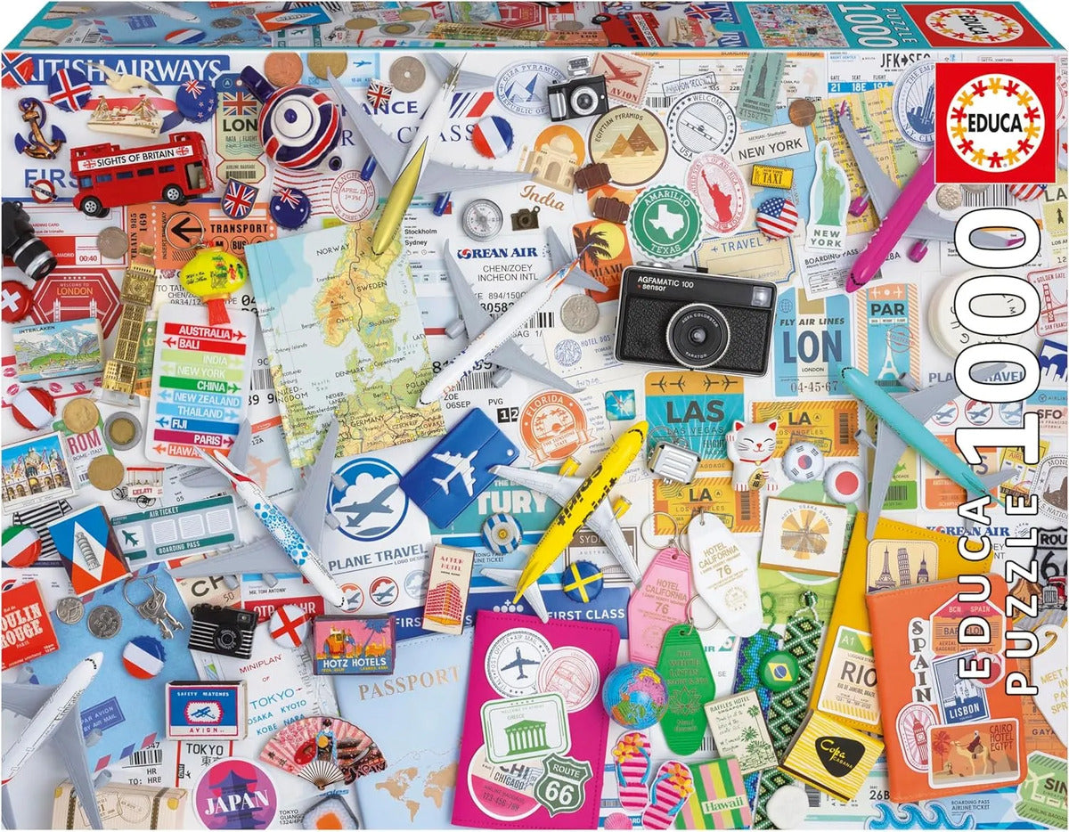 Rompecabezas Educa 1000 Piezas Collage Viajes Y Souvenirs