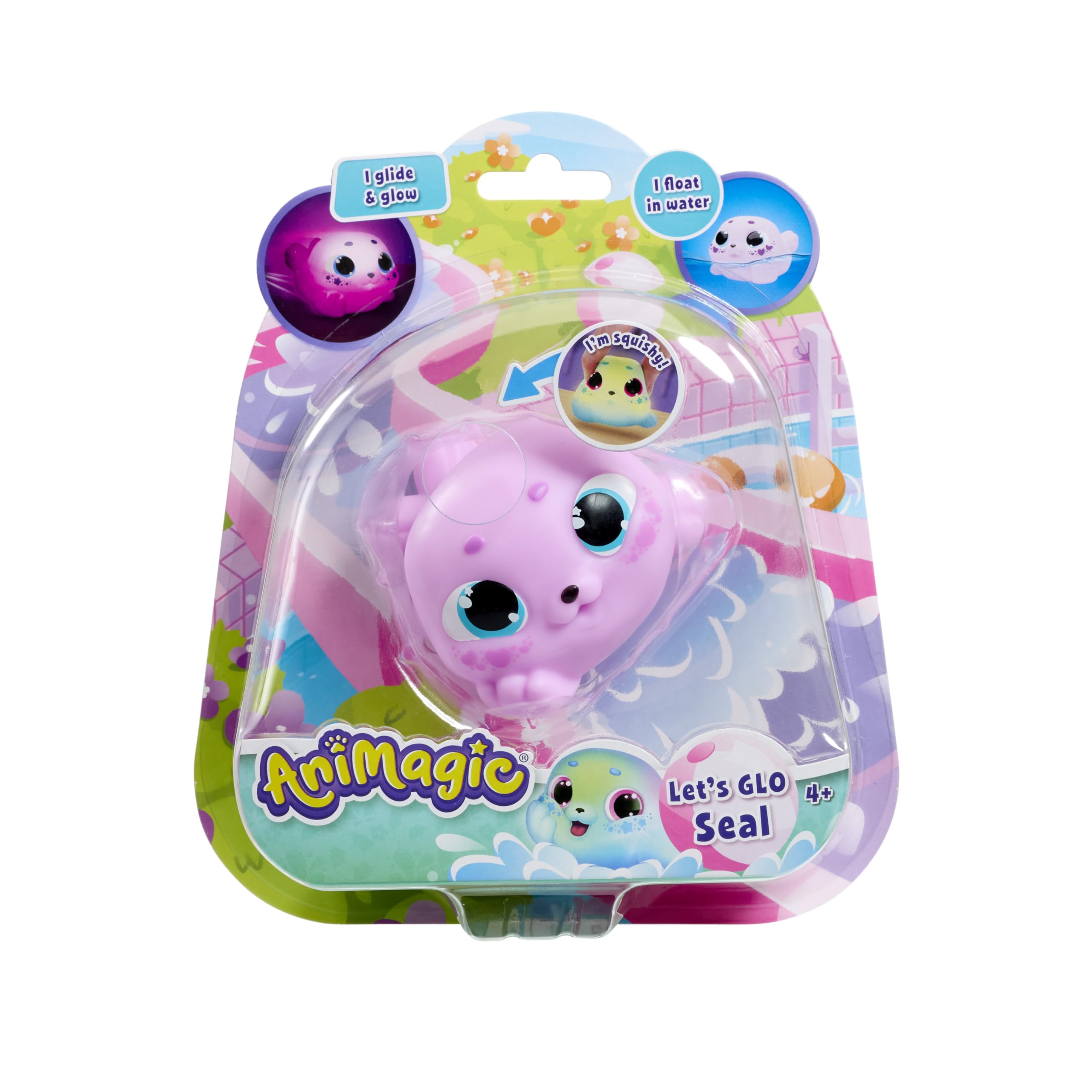 Animagic Foca Morada| Seal Purple | Juguete Coleccionable Suave con luz| Juguete sensorial Infantil para Regalar Desde 4 años | Temáticas Que estimulan el Juego Creativo Sensorial