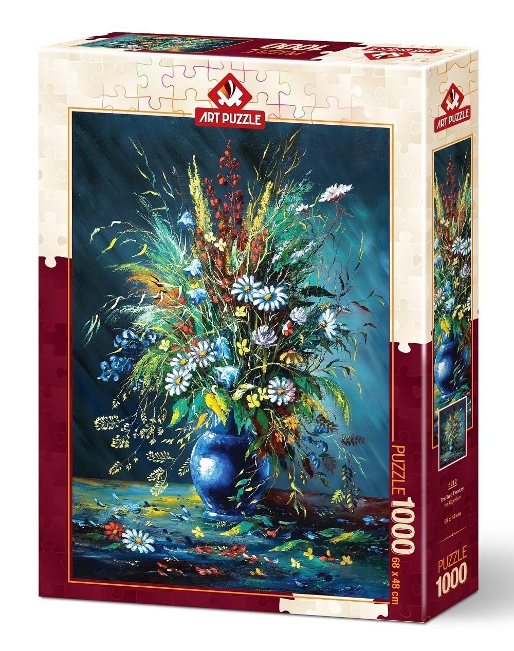 Art Puzzle Flores Silvestres en Jarrón Azul, Rompecabezas 1000 Piezas, Arte Floral