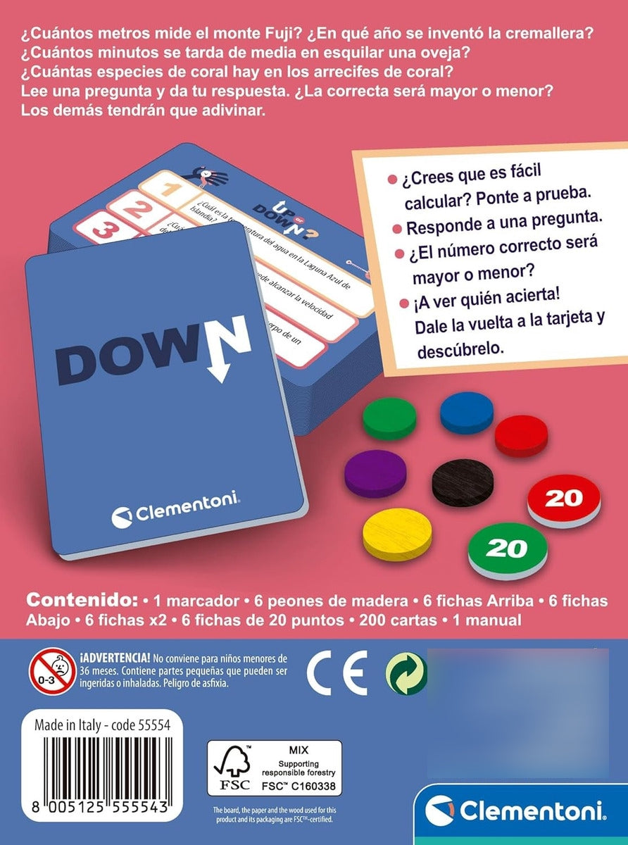 Clementoni Up Or Down?  Arriba O Abajo, Juego De Mesa