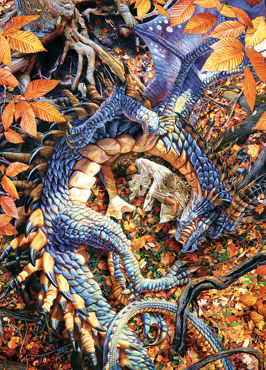 Rompecabezas Cobble Hill Dragón Azul Otoño 1000 Piezas Arte 50x68cm
