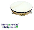 I044 Pandero #6 Infantil Sencillo Madera Cuero 14 Cm Educar