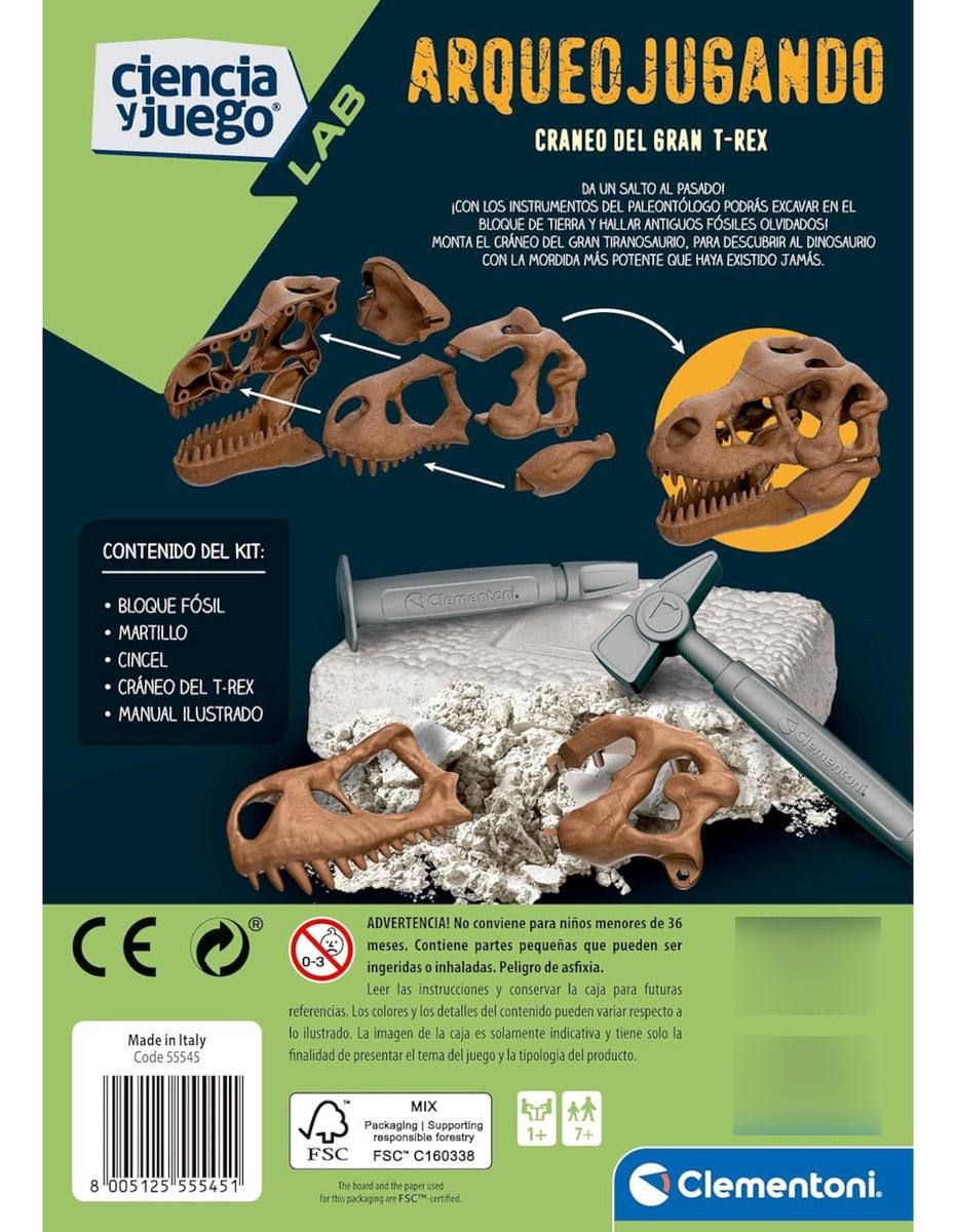Clementoni T-rex Skull, Kit Creativo Y Científico