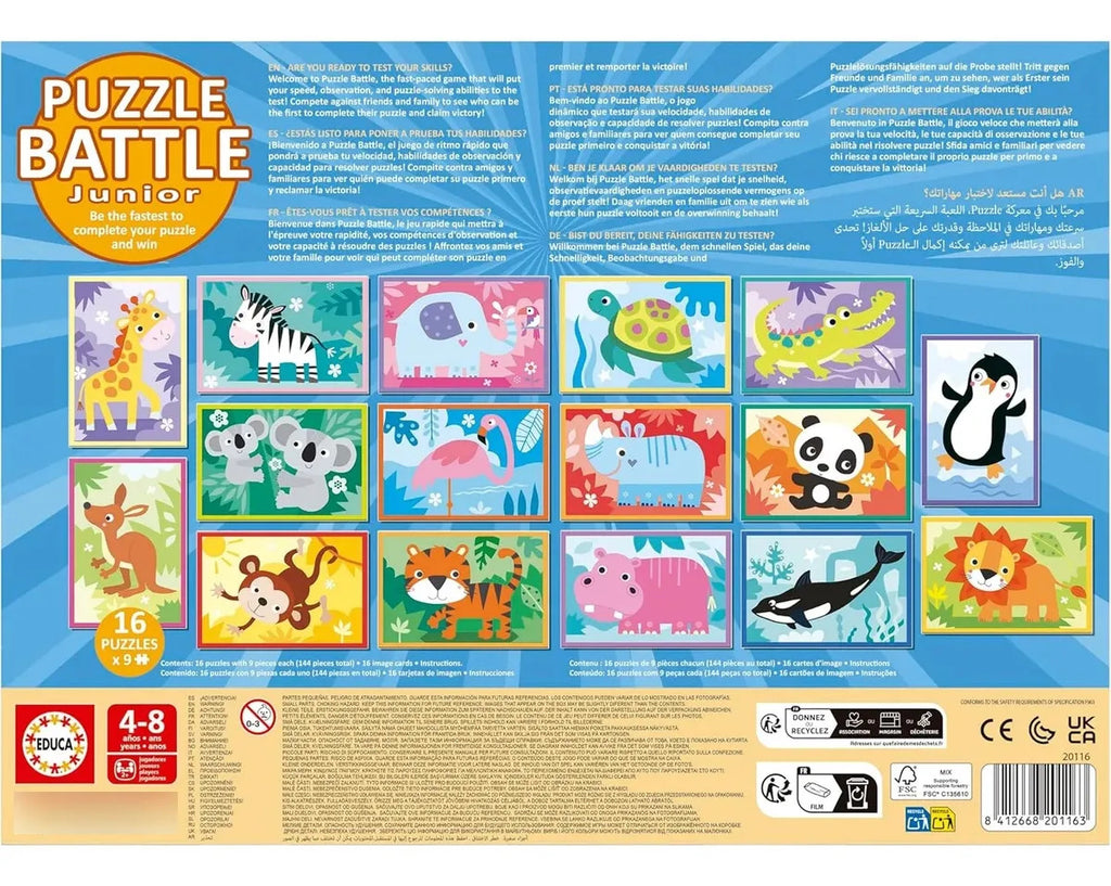 Rompecabezas Y Juego Batalla De Animales 9x16 Piezas Educa