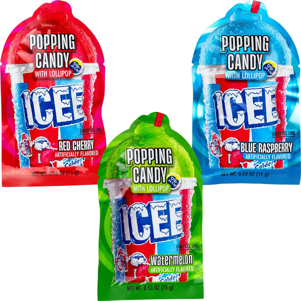 Dulce Icee Popping Candy Lollipop Paletas Caja 18 Piezas