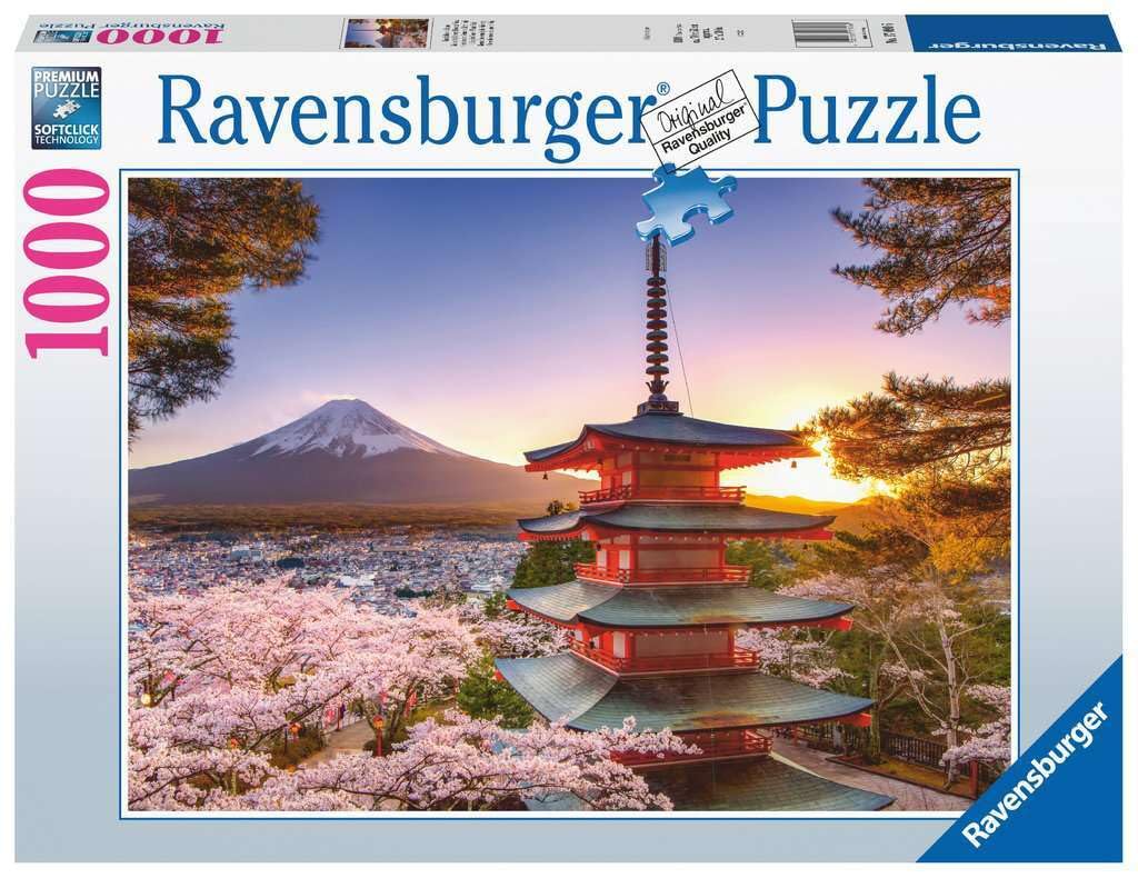 Ravensburger 17090 Mount Fuji Cherry Blossom View Rompecabezas de 1000 Piezas para Adultos y niños a Partir de 12 años, Verde Azulado/Verde Turquesa