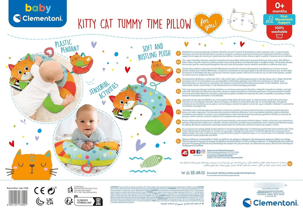 Baby Clementoni Almohada Kitty Tummy Time Recién Nacido