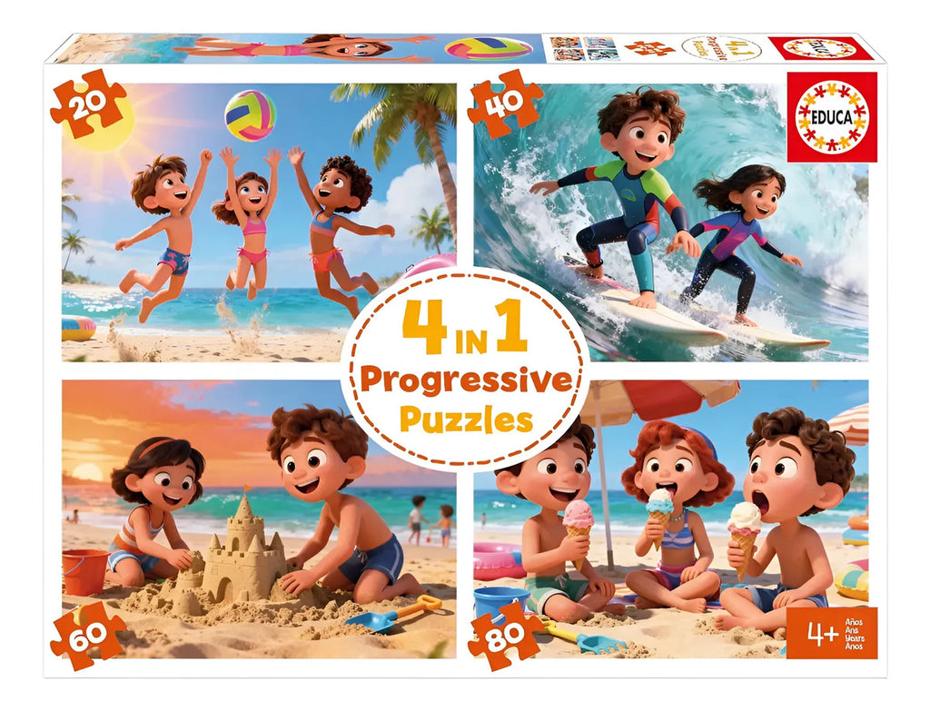 Rompecabezas Multi 4 En 1 Día En La Playa Educa 200 Piezas