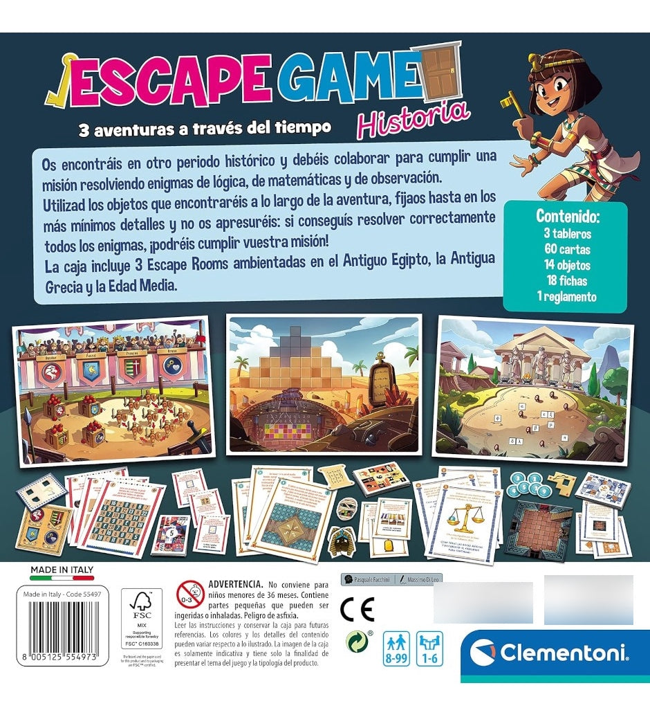 Juego De Mesa Escape Game Historia Clementoni