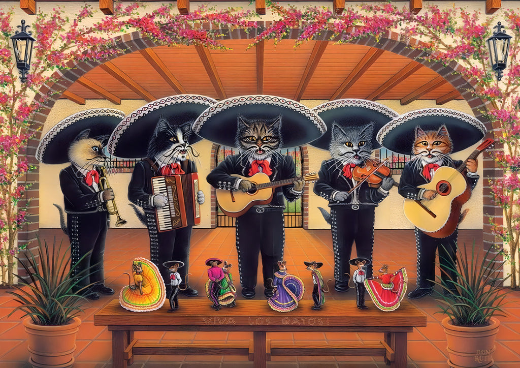 Rompecabezas Art Puzzle Mariachi Miau 500 Piezas Gatos Cartón