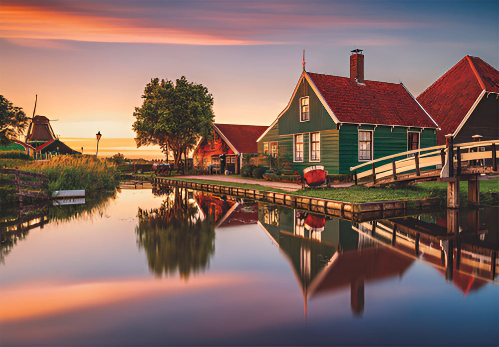 Rompecabezas Molino En Paisaje Holandes 1500 Pz Clementoni Italia Zaanse Schans Paises Bajos Holanda Rio Zaan
