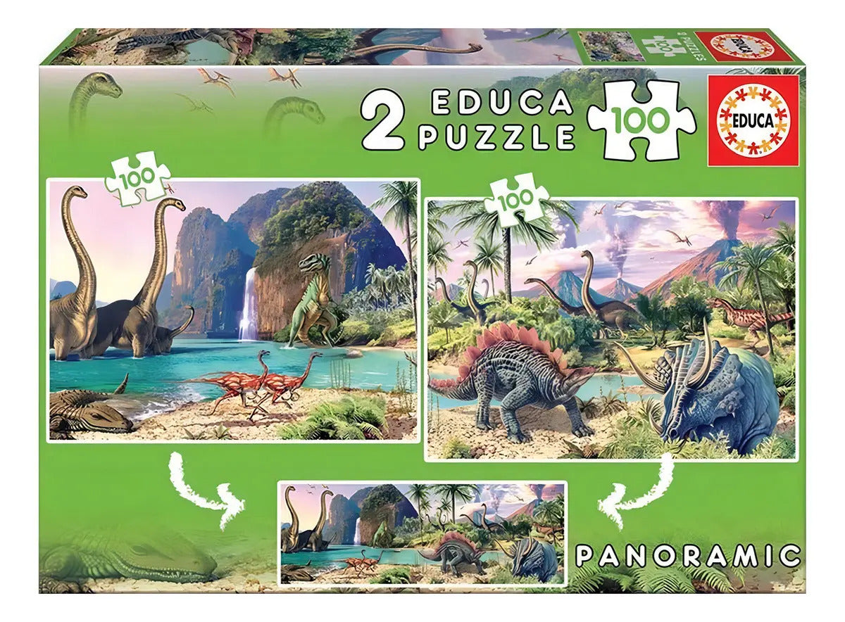Rompecabezas Dinosaurios Educa Borras Dino World 2x100 Piezas