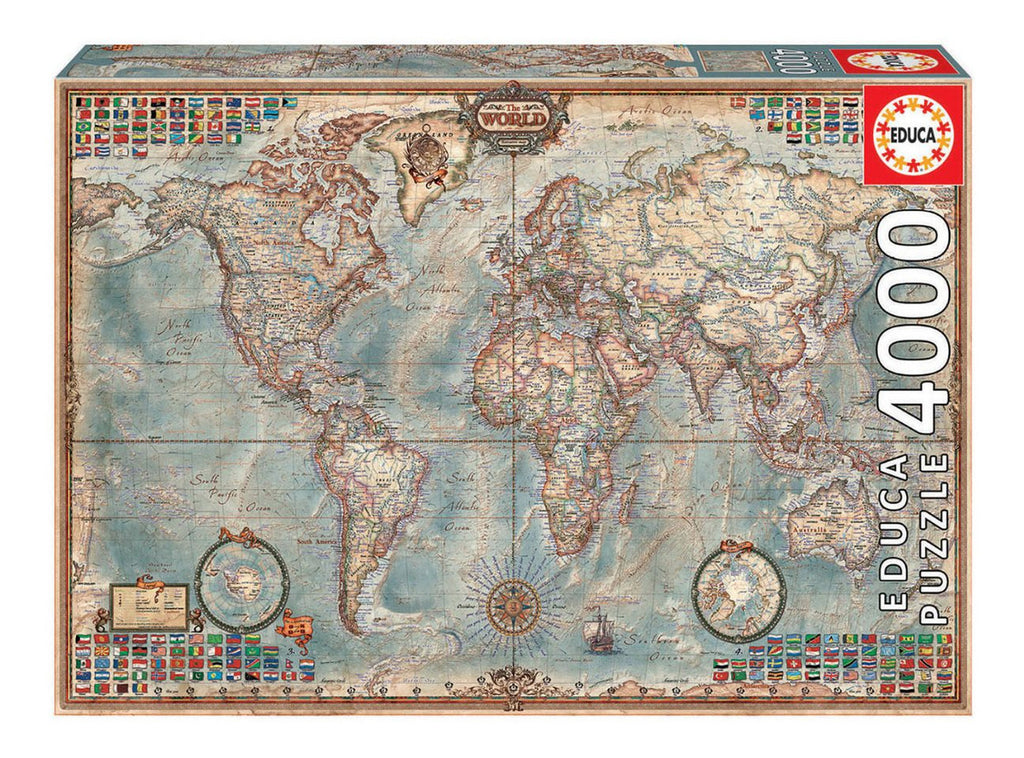 Rompecabezas Educa Borras El Mundo, Mapa Político 14827 De 4000 Piezas