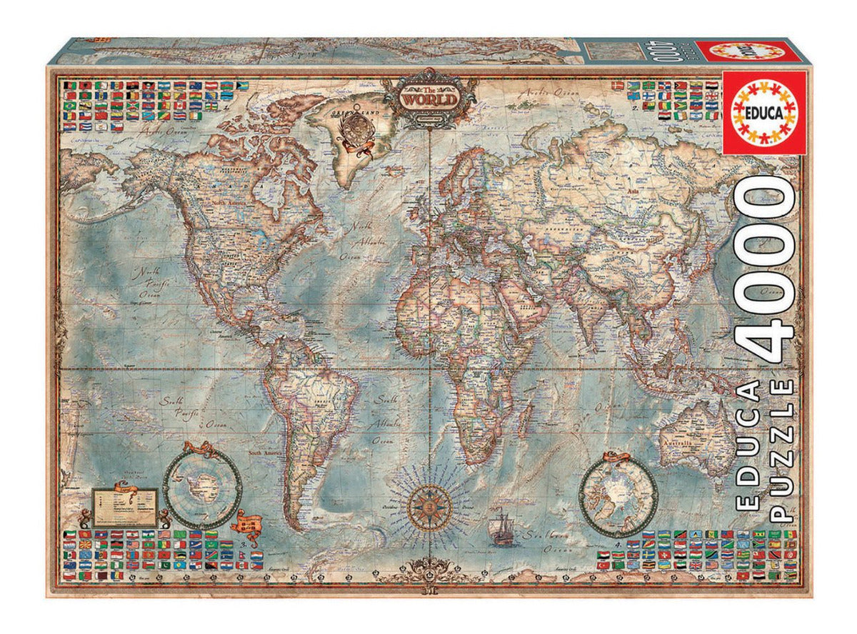 Rompecabezas Educa Borras El Mundo, Mapa Político 14827 De 4000 Piezas