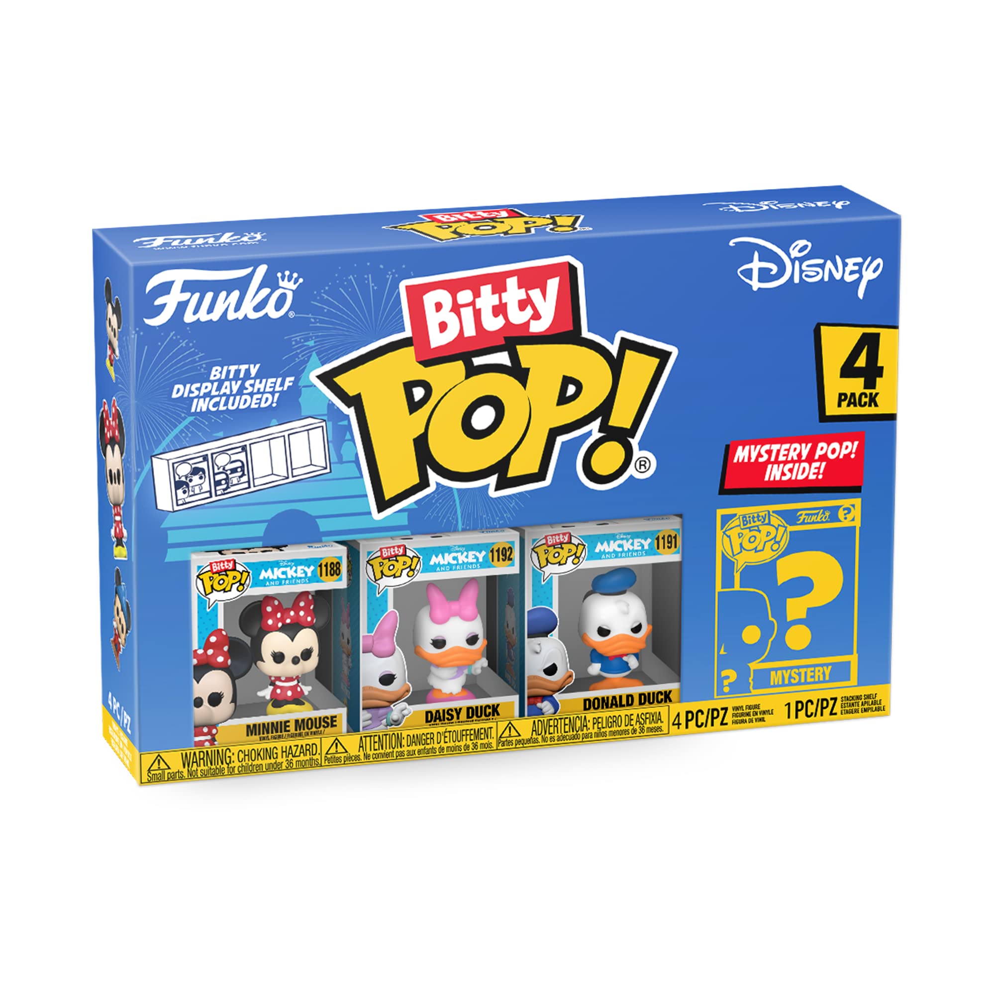 Funko Bitty Pop! Disney - Minnie Mouse (Red Dress), Daisy Duck, Donald Duck Y una Minifigura Misteriosa Sorpresa - 0.9 Inch (2.2 Cm) Coleccionable - Repisa Apilable Incluida - Idea de Regalo