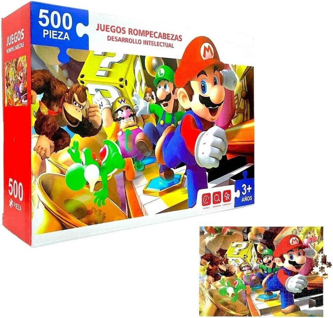 Mario Bros Rompecabezas 500 Piezas Luigi, Bowser, Yoshi