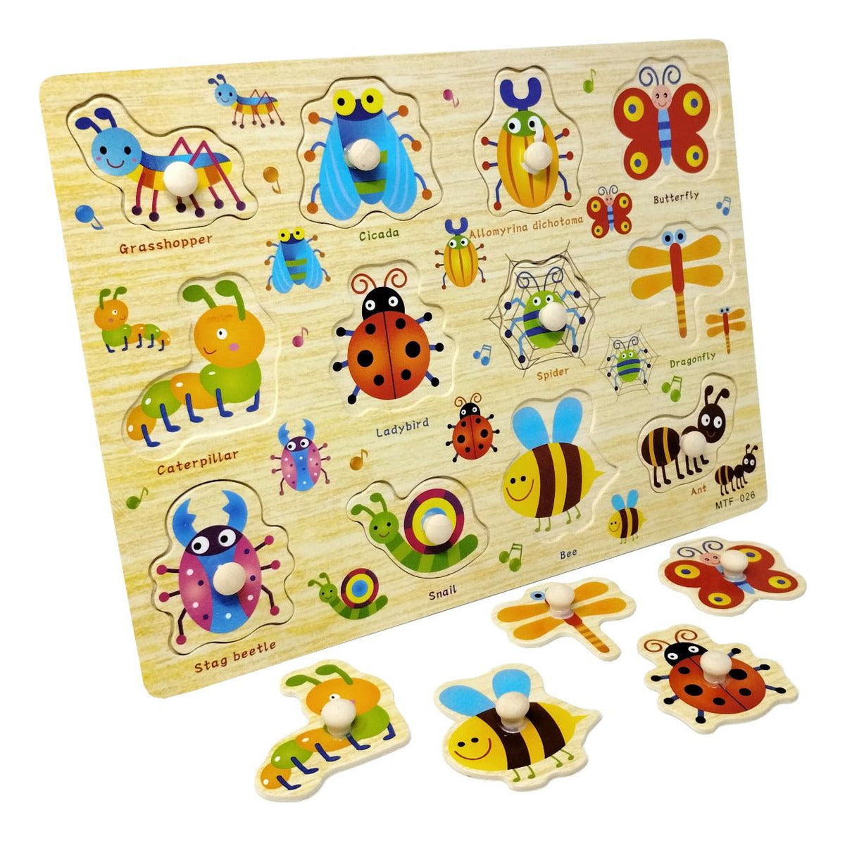 Rompecabezas Madera 12 Piezas Insectos Marca Ideas Para Educar 3-5 Años