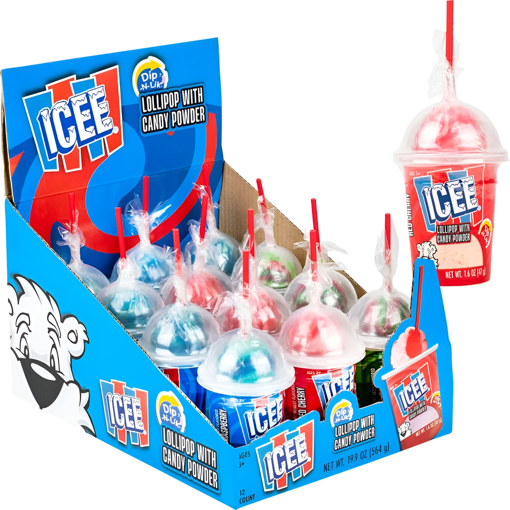 Dulces Icee Dip-n-lik Lollipop & Candy En Display 12 Piezas
