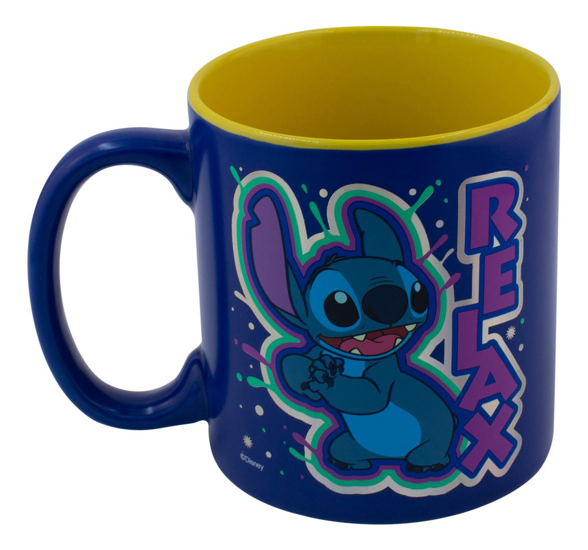 Taza Metalizada Para Café Disney Stitch Y Simpsons 591 Ml Azul