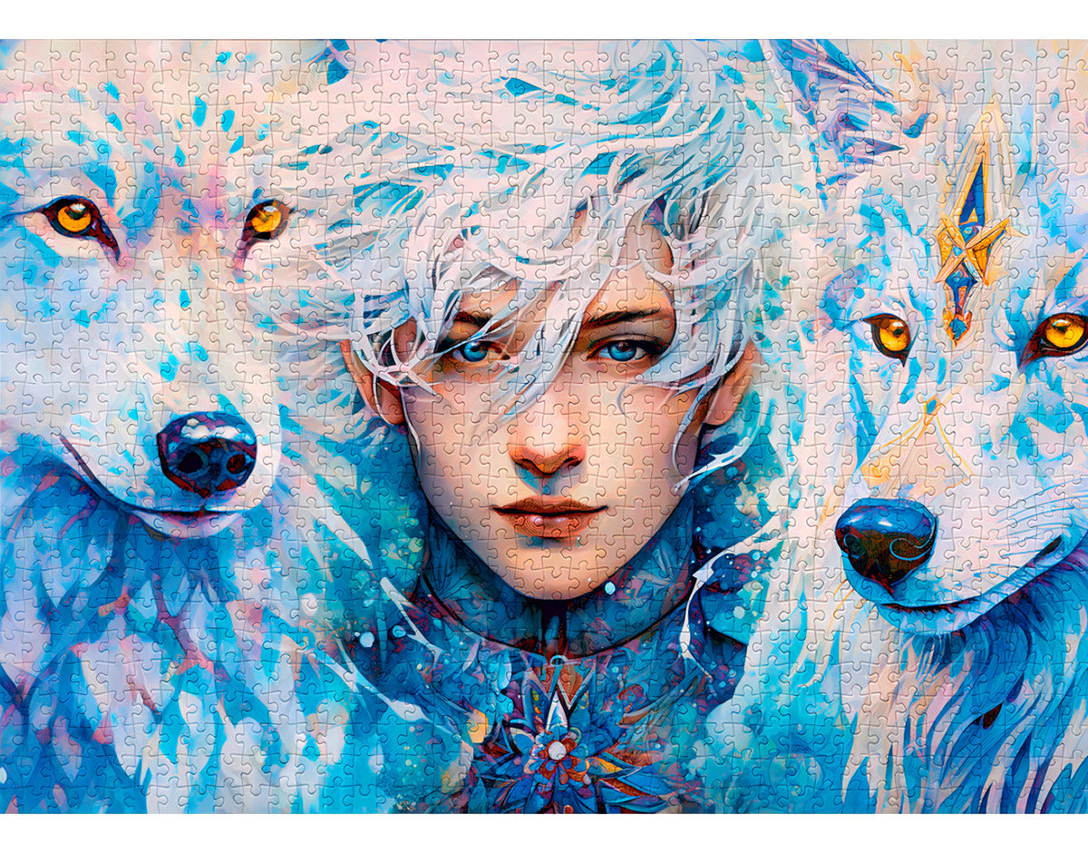 Rompecabezas Enjoy Puzzle 1000 Piezas Mujer Con Lobos Modelo 2193