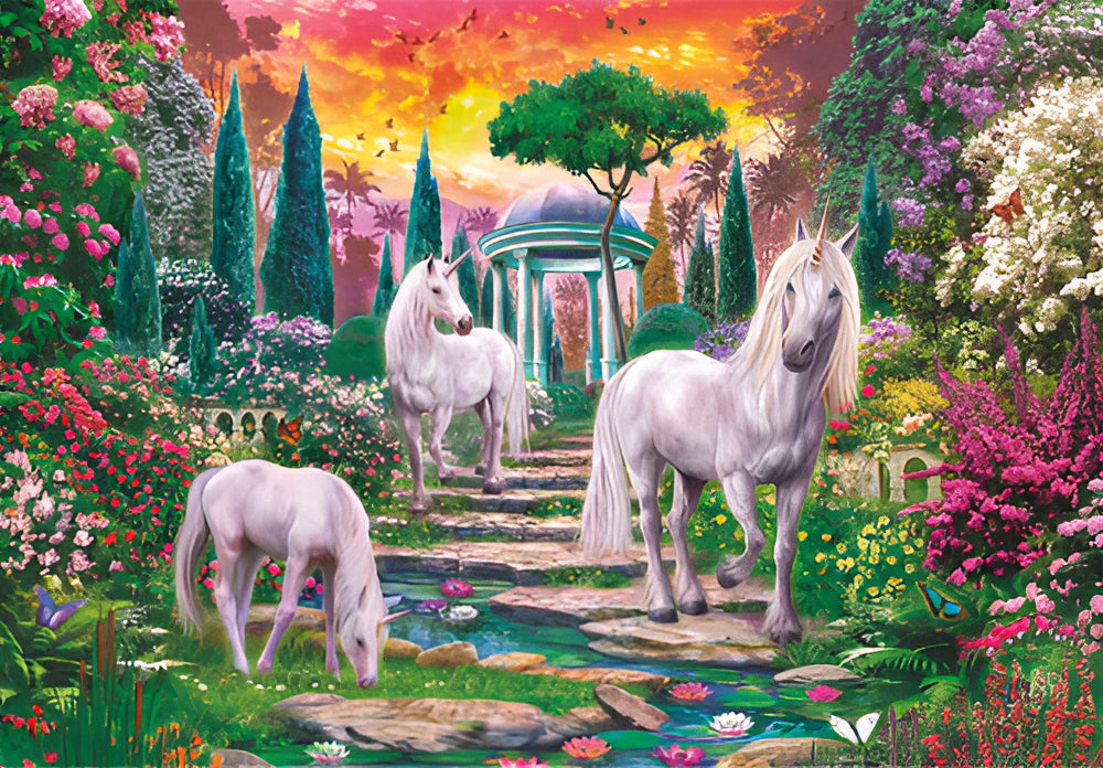 Rompecabezas Marca Clementoni , Modelo Unicornios En El Jard