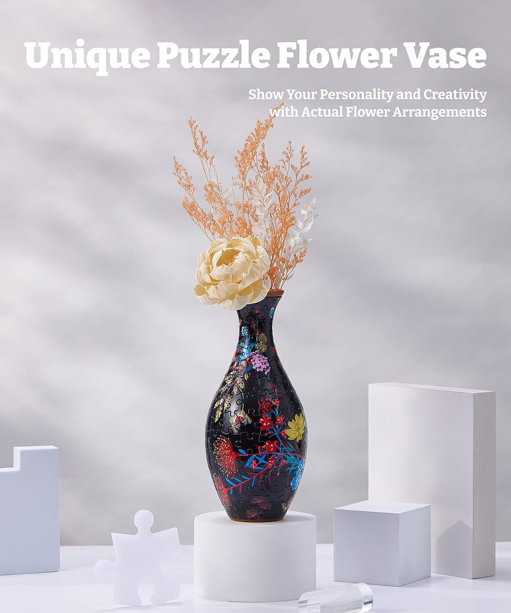 Pintoo Jarrón Floral Negro: Rompecabezas 3d 160 Piezas