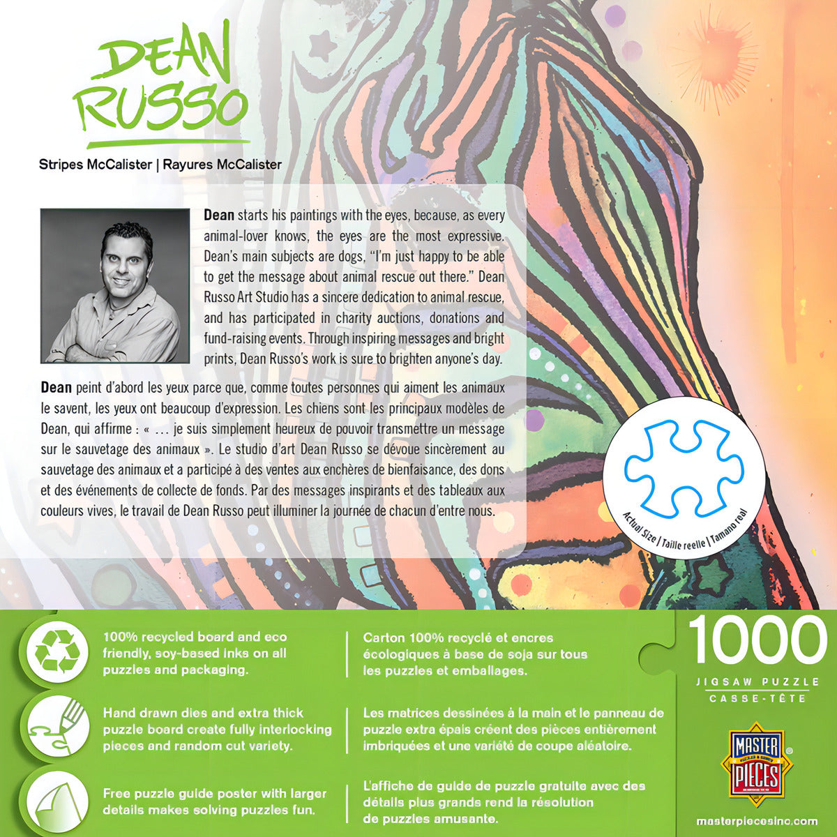 Rompecabezas 1000 Piezas Masterpieces Dean Russo Cebra De Colores