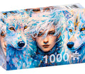 Rompecabezas Enjoy Puzzle 1000 Piezas Mujer Con Lobos Modelo 2193