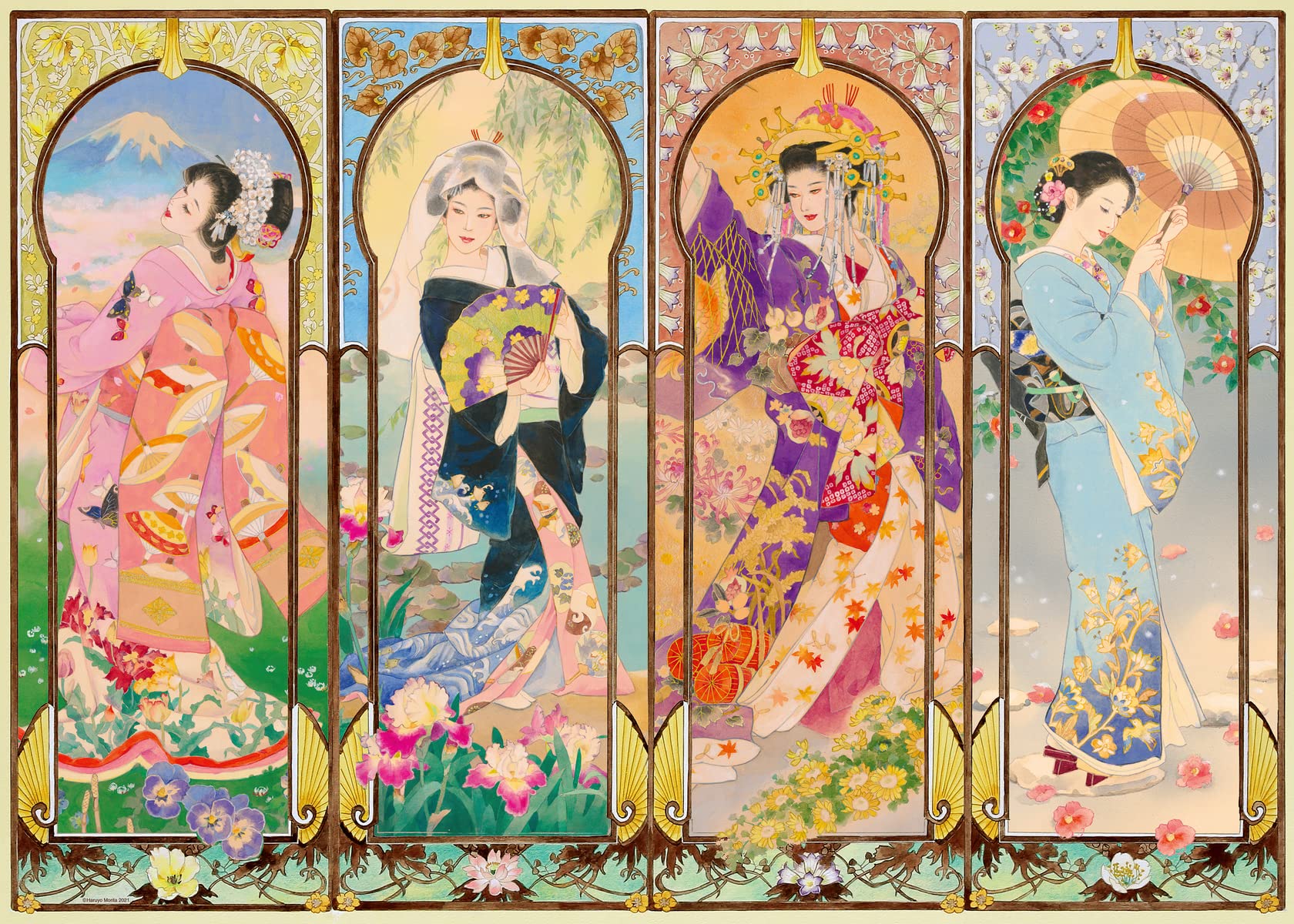 Ravensburger - Rompecabezas de Las Cuatro Estaciones - 1000 Piezas | Cautivadora Obra de Arte Japonesa | Ajuste Entrelazado Premium | Vibrante y de Larga duración | Ideal para relajación y diversión