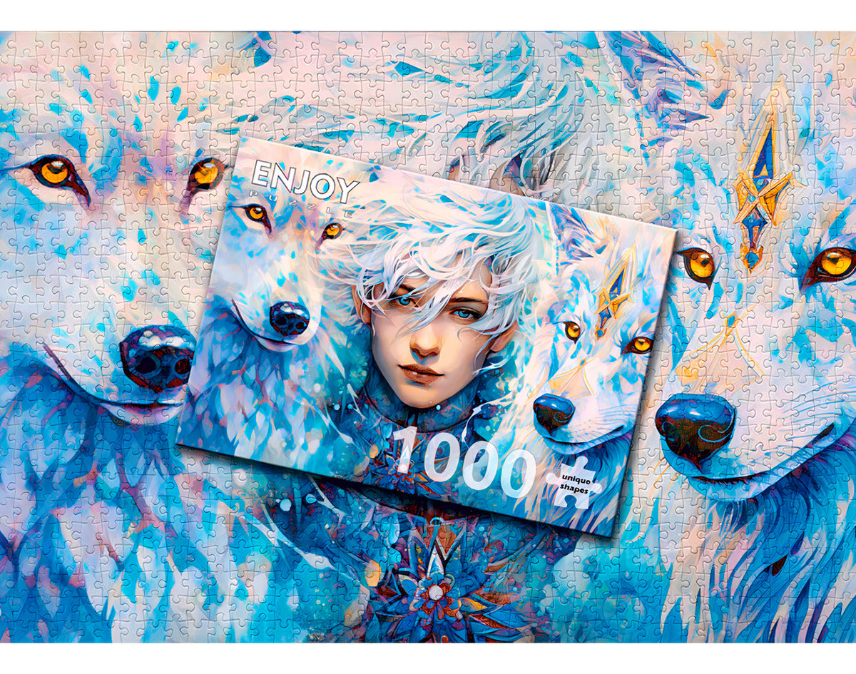 Rompecabezas Enjoy Puzzle 1000 Piezas Mujer Con Lobos Modelo 2193