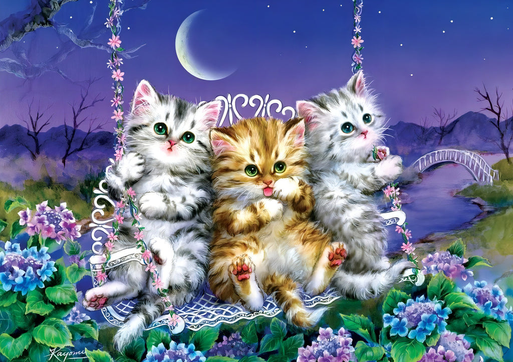 Rompecabezas 500 Piezas Art Puzzle Kitty's En Columpio Arte Cartón