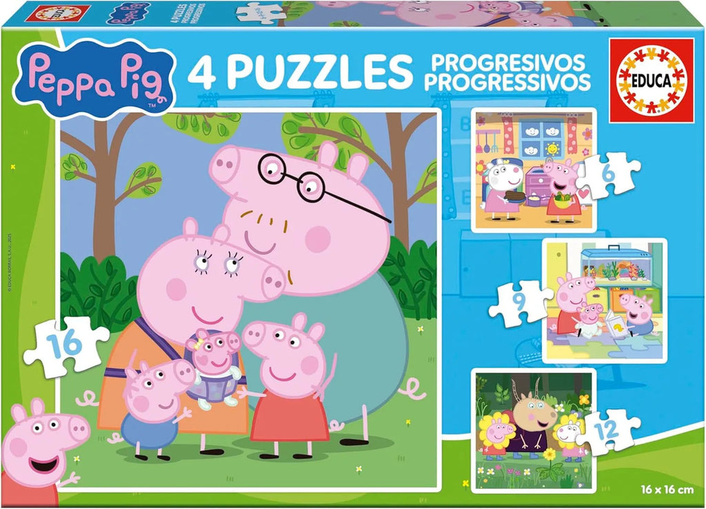 Rompecabezas Progresivos Peppa Pig 6+9+12+16 Pzs Educa