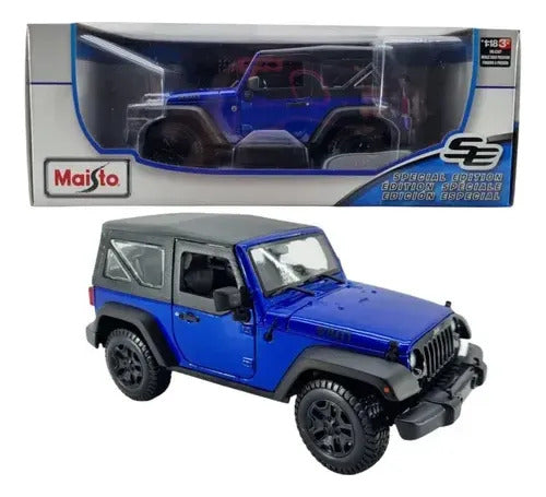 Vehículo A Escala 1/18 2014 Jeep Wrangler Maisto Azul