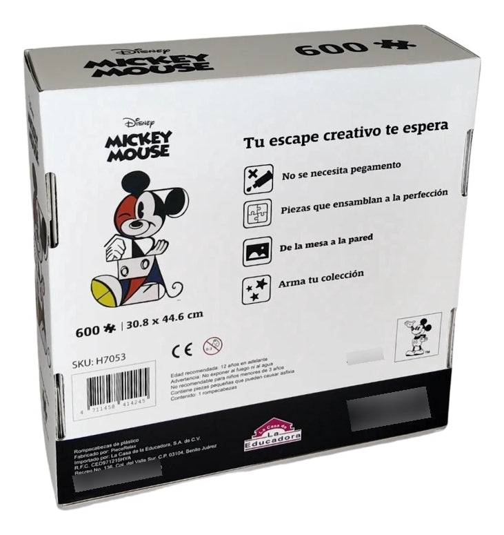 Rompecabezas Mickey Arte 600 Piezas De Plástico