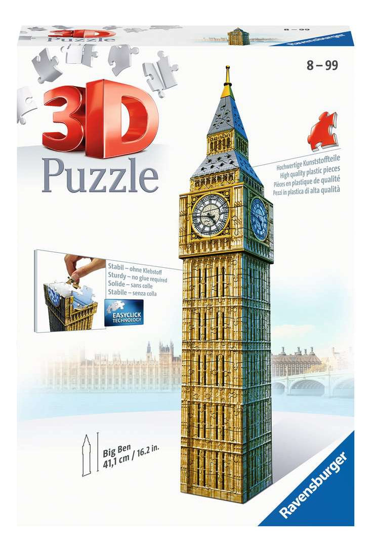 Rompecabezas 3d Big Ben Londres 216 Piezas | Ravensburger | Puzzle Premium Con Corte Preciso Sin Pegamento Y Reloj Funcional Para Decoración Arquitectónica