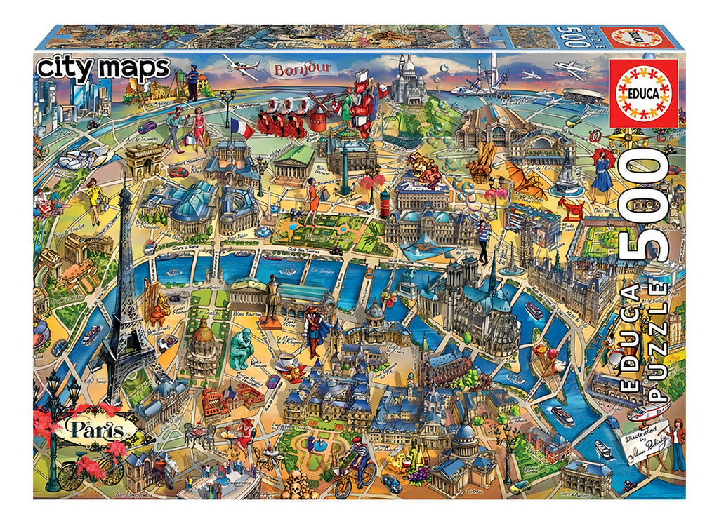 Rompecabezas Educa Borras 500 Piezas Paisaje Mapas París 18452