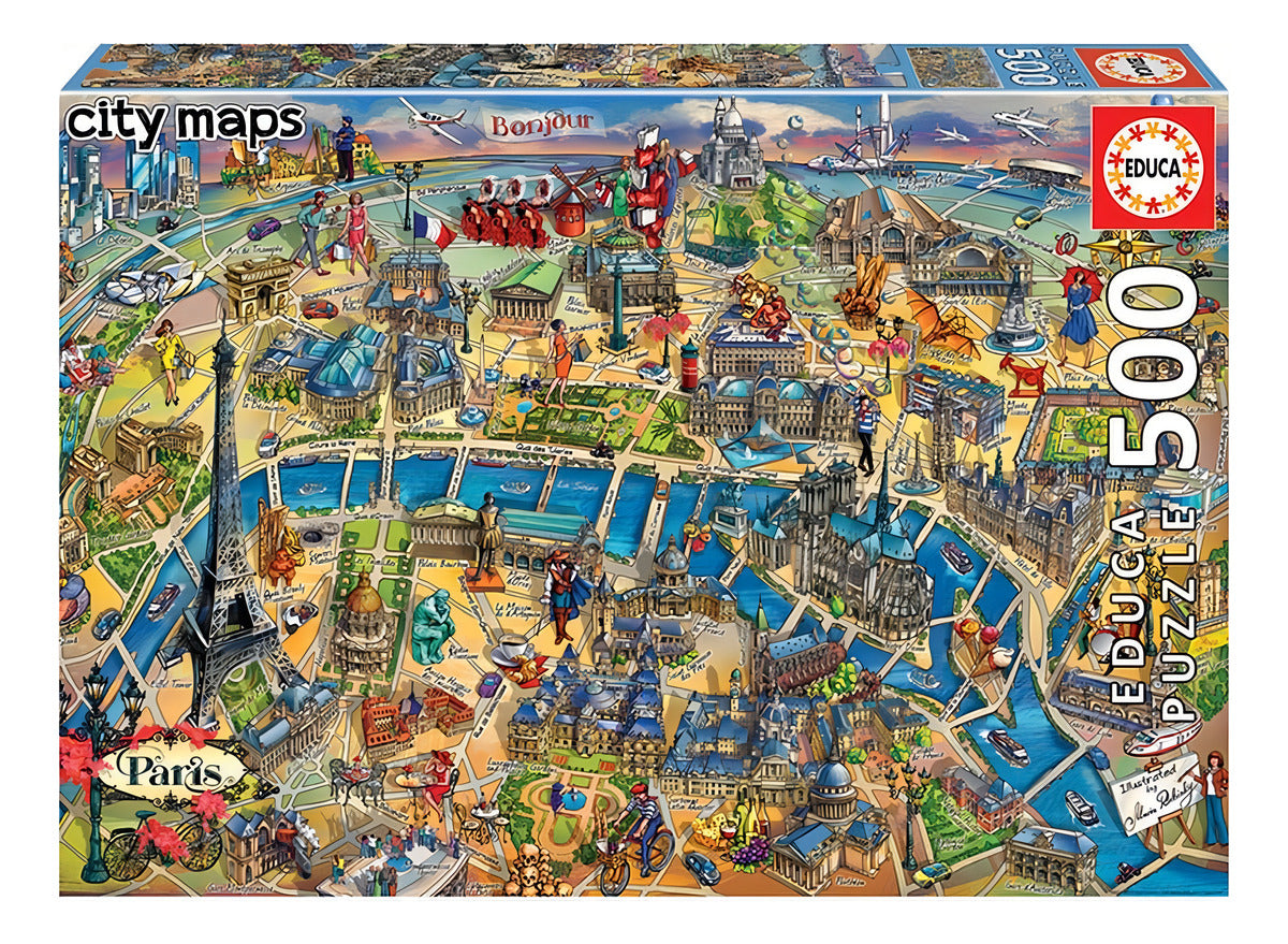 Rompecabezas Educa Borras 500 Piezas Paisaje Mapas París 18452
