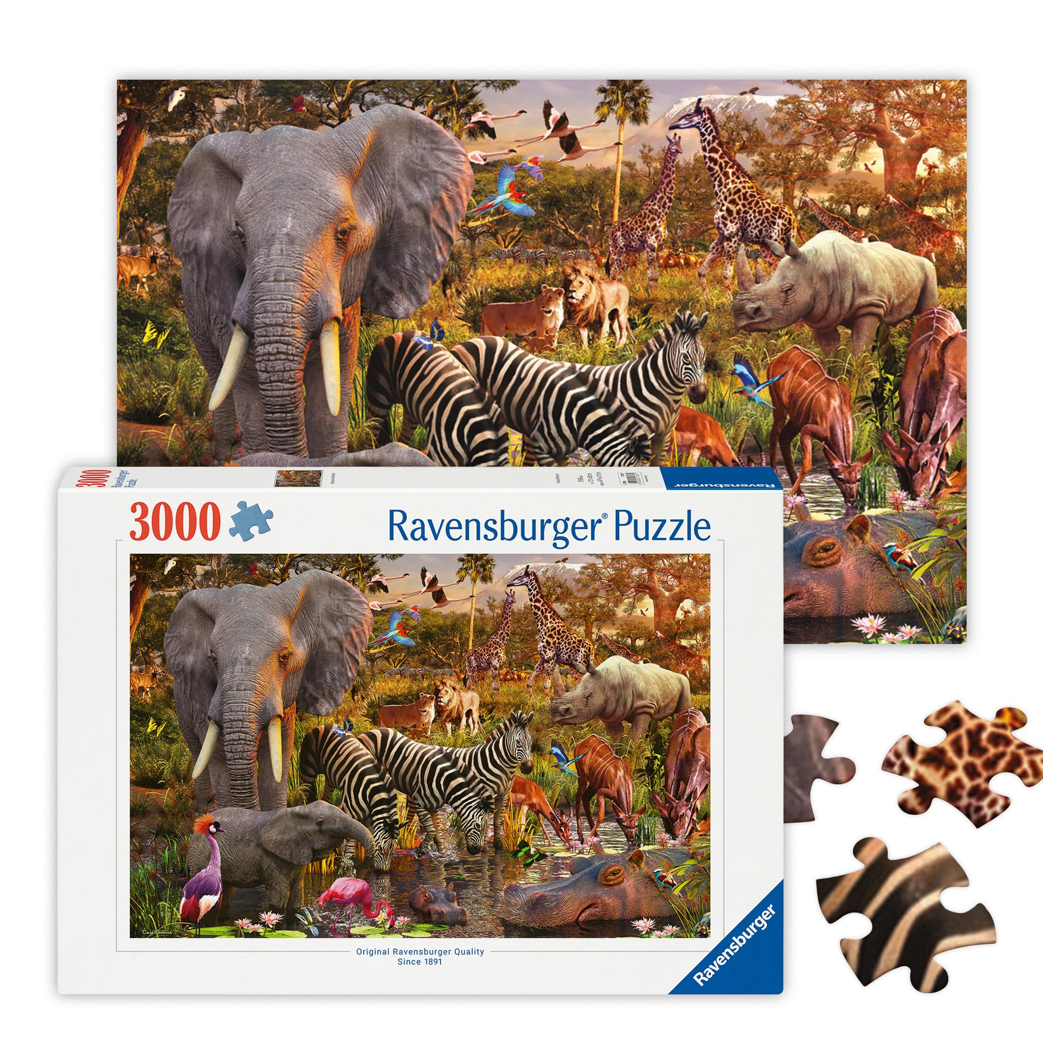Ravensburger 17037 Rompecabezas de 3000 Piezas con diseño de Animales africanos, para Adultos, tecnología Softclick Que Significa Que Las Piezas encajan Perfectamente