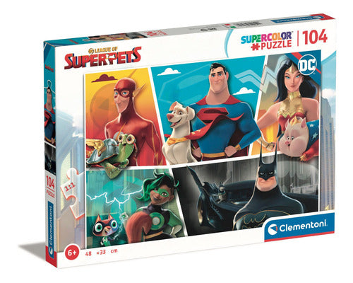 Rompecabezas Supermascotas Batman Krypto Superman 104 Pz Clementoni Italia Mujer Maravilla Flash Wonder Woman