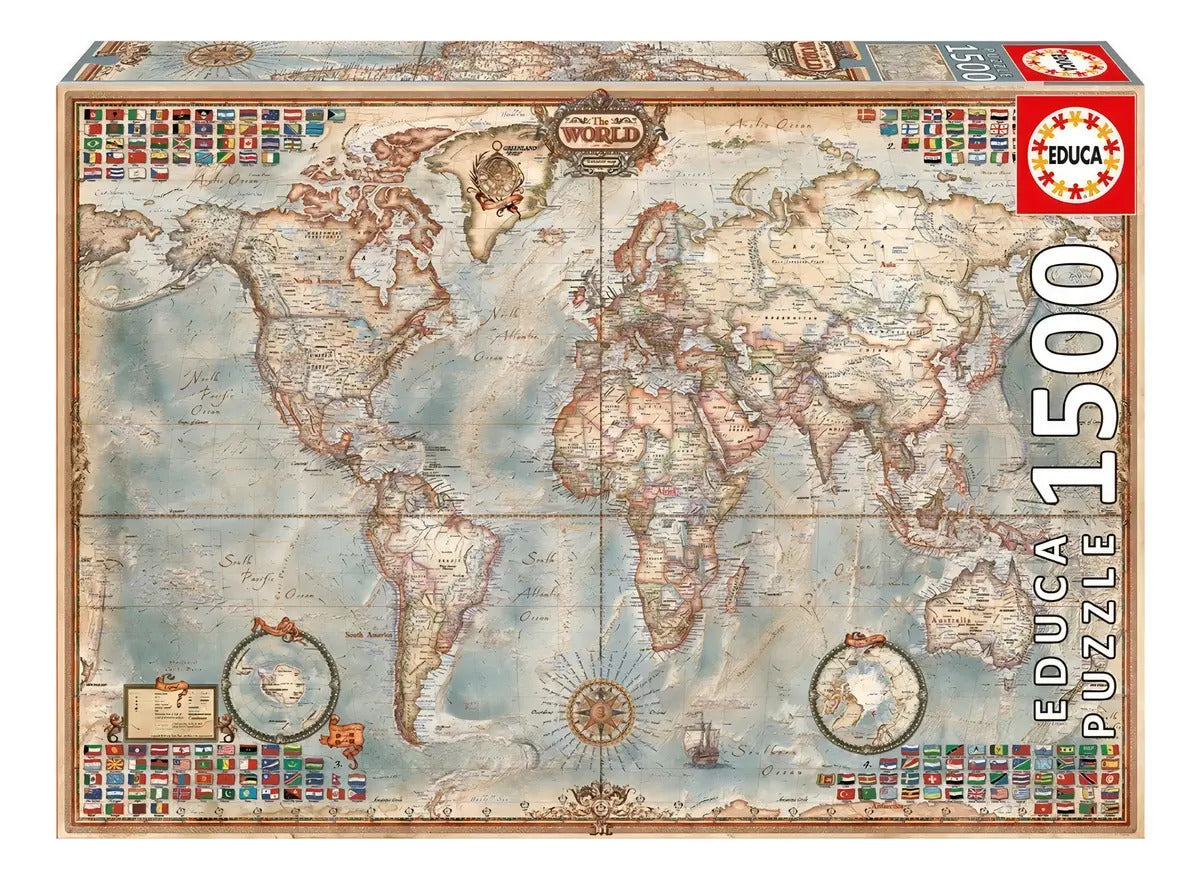 Rompecabezas Educa Borras Mundo Mapa Político 1500 Piezas