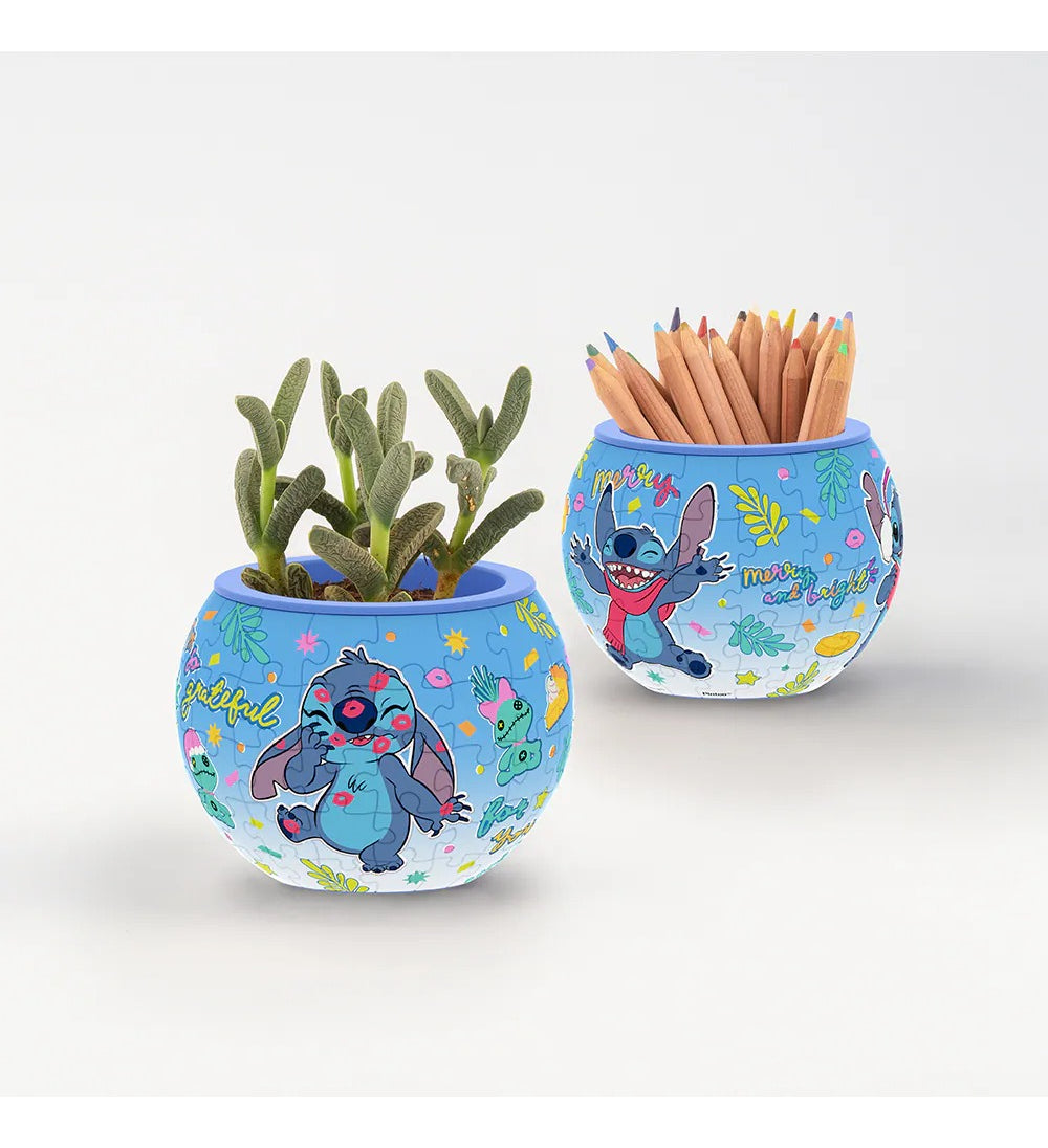 Rompecabezas 3d Maceta Stitch Bailando  80 Pzs De Plástico