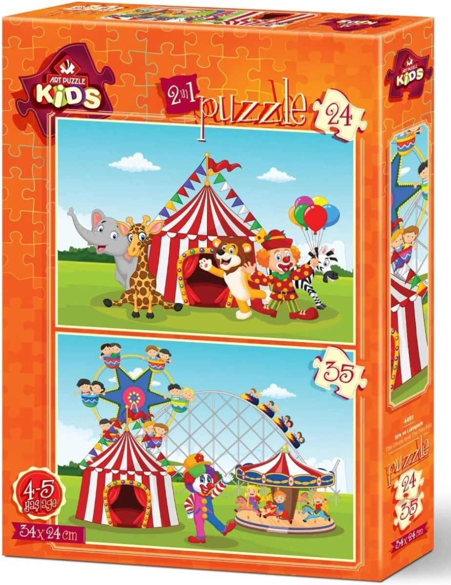 Art Kids Circo Y Feria 2 Rompecabezas 24 +35 Pz Art Puzzle