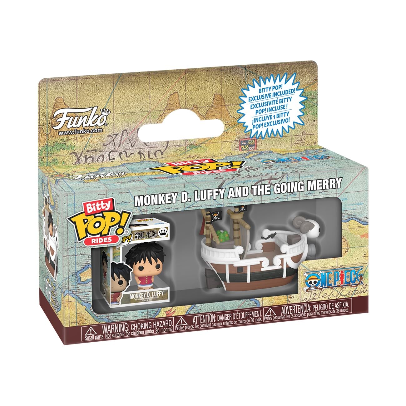 Funko Pop! Bitty Ride: One Piece - Going Merry with Monkey D. Luffy - 0.9 Inch and 1.3 Inch (2.3 and 3.3 Cm) - Anime Collectable - Official Merchandise - Gift Idea - Toys for Kids & Adults