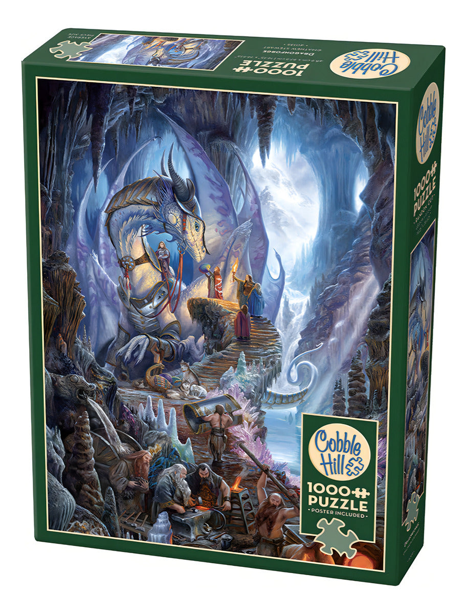 Rompecabezas La Cueva Del Dragon Azul 1000 Pz Cobble Hill Fantasia Magic Blue Dragon