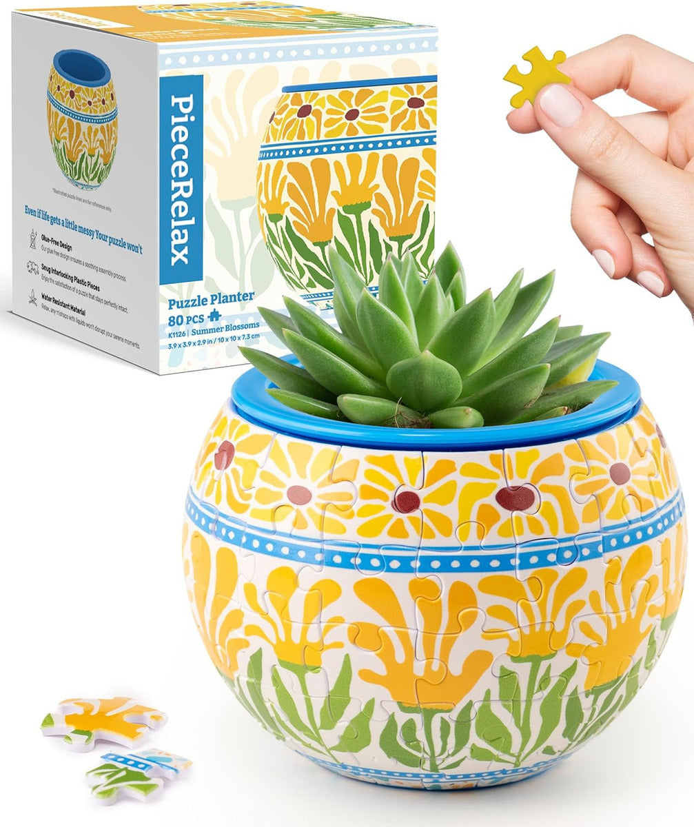 Piecerelax  Maceta De Rompecabezas 3d 80 Pz Flores De Verano