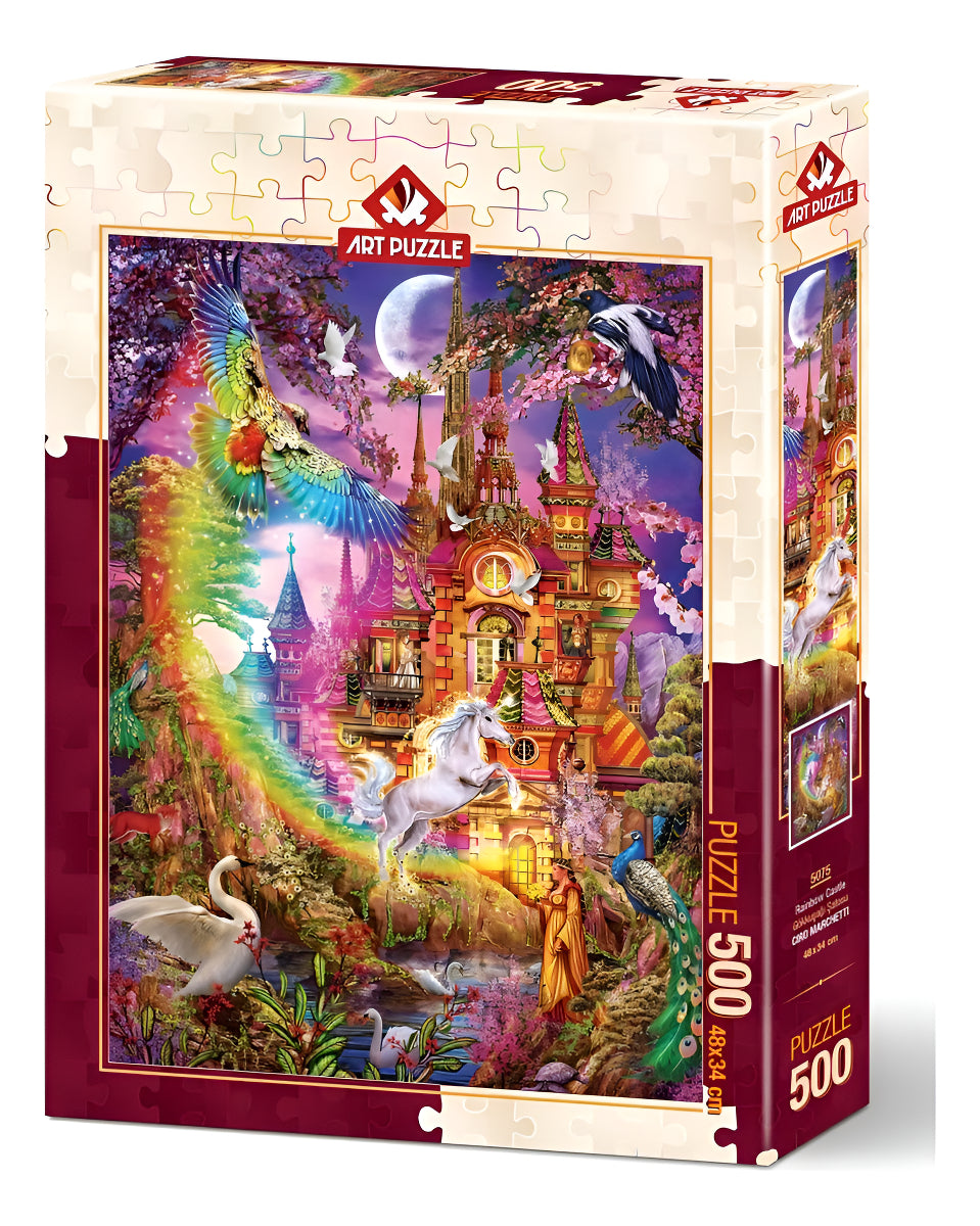 Rompecabezas 500 Piezas Arte Castillo Arcoíris Cartón Art Puzzle