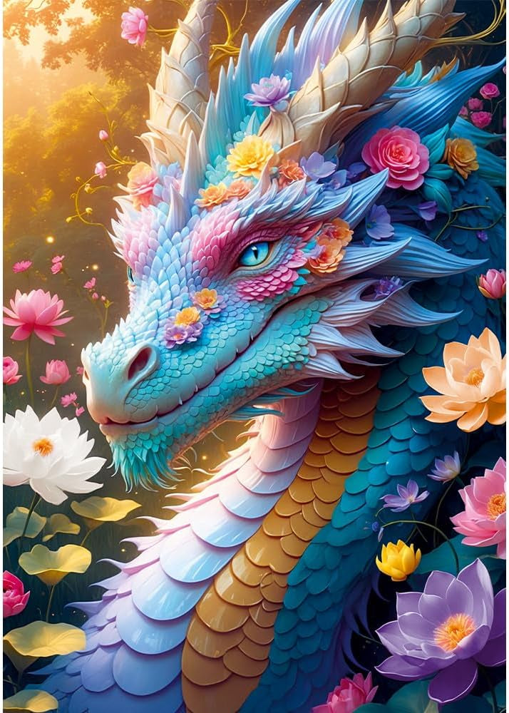 Dragón Con Flores: Rompecabezas De 1000 Piezas Trefl