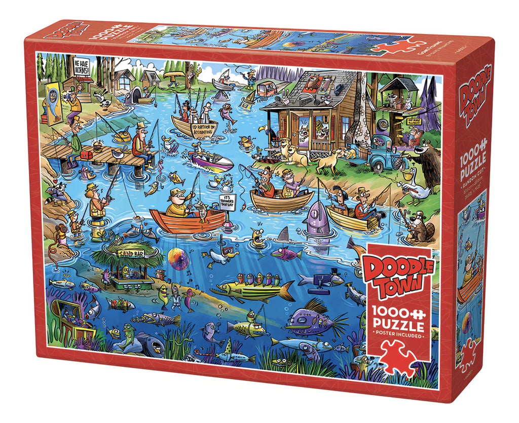 Rompecabezas Cobble Hill Doodletown Día De Pesca 1000 Piezas 68x50cm