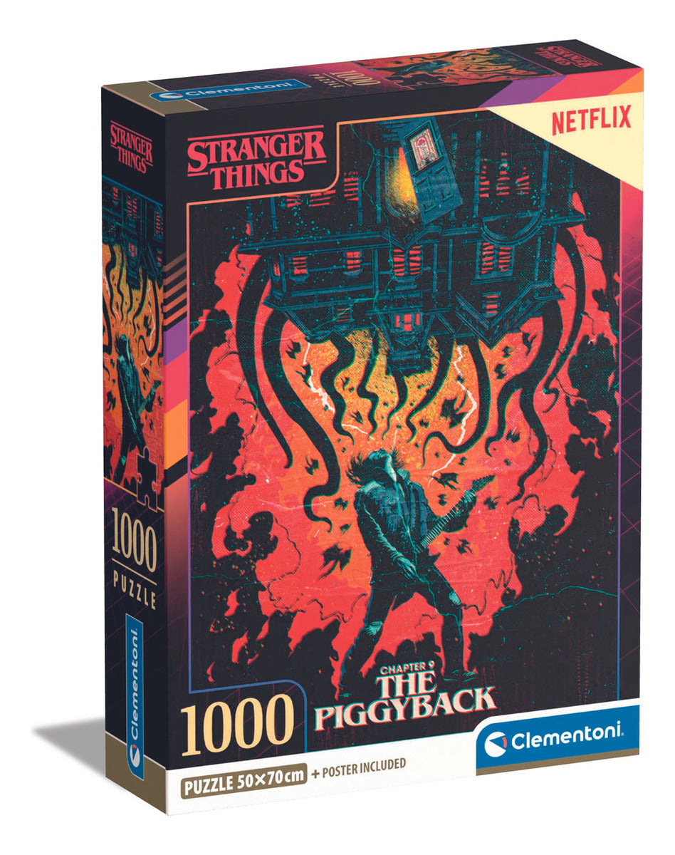 Rompecabezas Stranger Things Eddie Munson 1000 Pz Clementoni Italia Netflix Casa Creel Metallica Master Of Puppets Piggyback